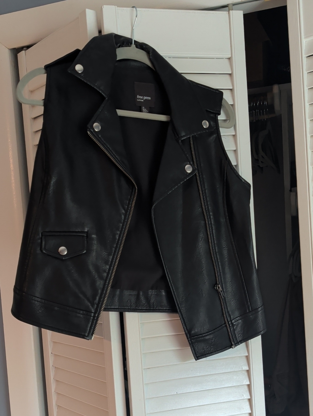 free press Black Faux Leather Moto Vest with Asymmetrical Zip